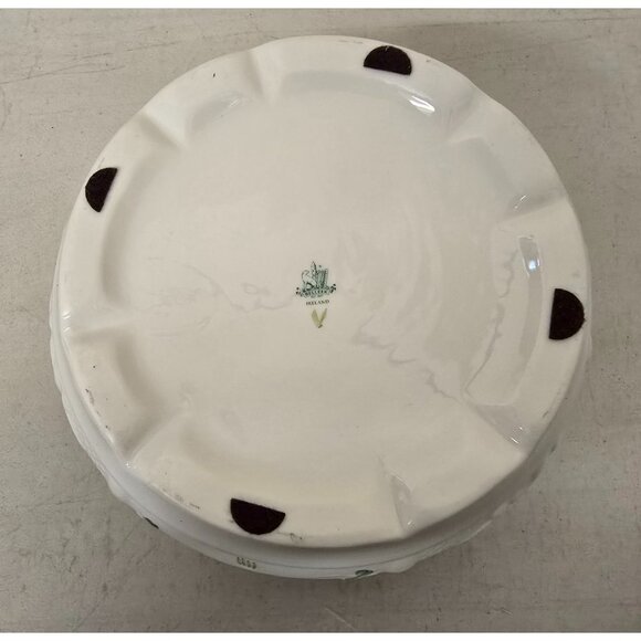 8" Belleek Ireland Ceramic Bowl Shamrock Motif & Celtic Knot Design - Picture 5 of 6